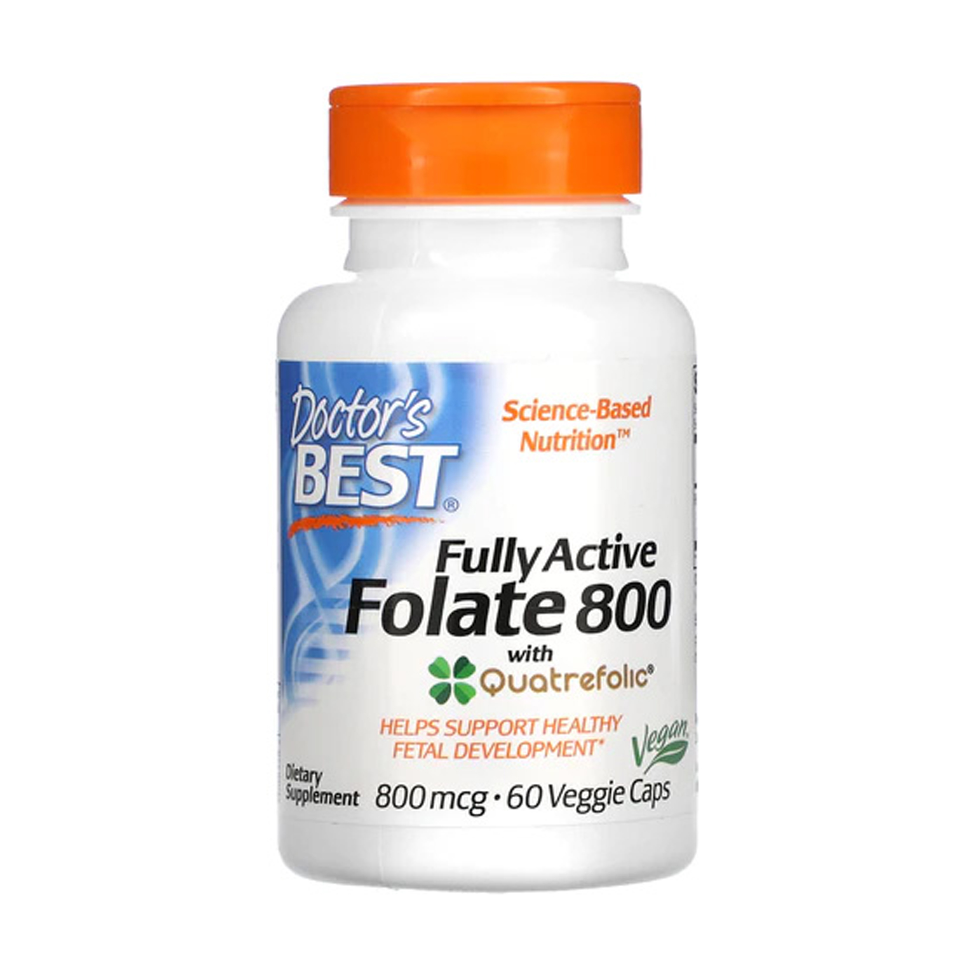 Повністю активний фолат Doctor's Best Fully Active Folate 800 мкг, 60 веганських капсул