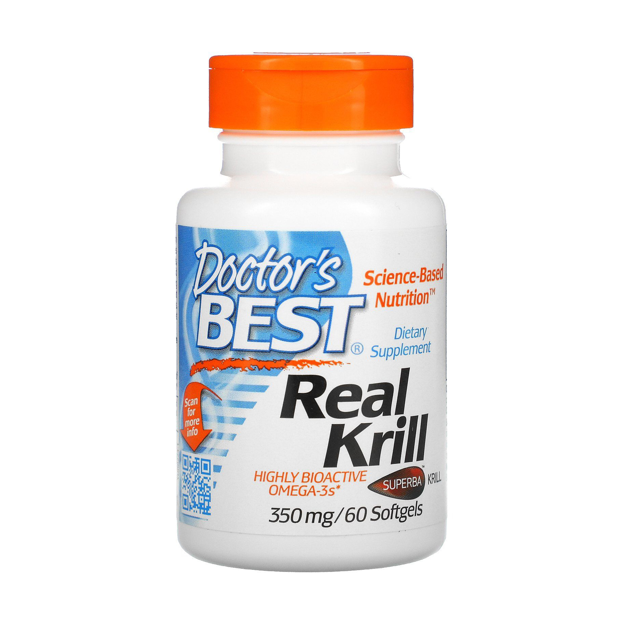 Уцінка! Олія криля Doctor's Best Real Krill 350 мг, 60 гелевих капсул